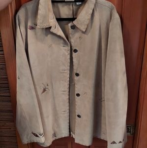 Chico southwestern statement suede jacket tribal motifs picture on back xl